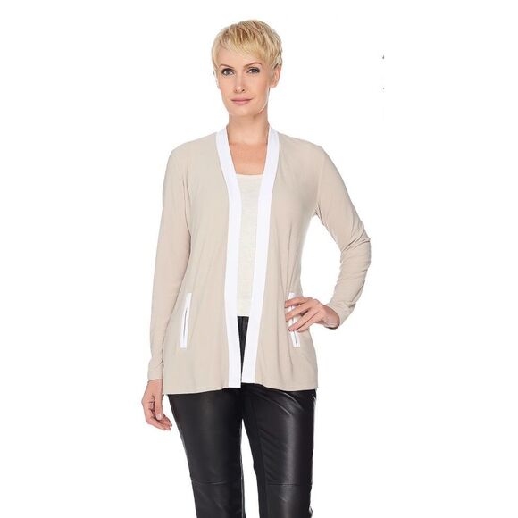 Susan Graver Womens 3X Textured Liquid Knit Open Front Cardigan Black White NWT - Picture 5 of 5